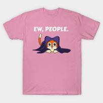 T Shirt Women Funny Ew People Meowy Cat Lovers Kittens Harajuku Print Kawaii Tshirt Summer Short Sleeve Female T-Shirt Top Tee S rožinė