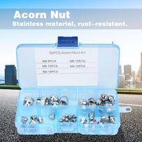 50pcs M3M4M5M6M8 Acorn Nut Kit Stainless Steel Dome Head Cap Hex Nuts