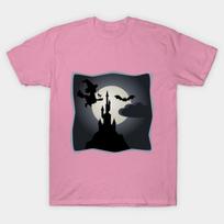 T Shirt Women Lone Witch Flying In The Night Harajuku Print Kawaii Tshirt Summer Short Sleeve Female T-Shirt Top Tee S rožinė