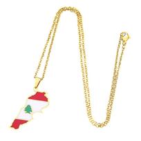 Adjustable Length Necklace Lebanese Map Pendant Necklace Fashionable Enamel Craftsmanship Present for Travel Lovers auksas