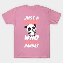 T Shirt Women Just A Girl Who Loves Panda Funny Panda Gift Harajuku Print Kawaii Tshirt Summer Short Sleeve Female T-Shirt Top Tee S rožinė
