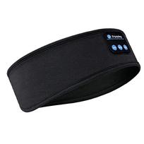 Miego kaukė „Bluetooth“ mieganti galvos juosta plona minkšta elastinga, patogi belaidė muzikinė akių kaukė šoniniam miegamajam black