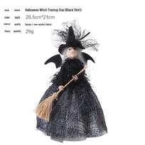New Halloween Witch Doll Tree Topper: Ghost Festival Ornaments and Desktop Decorations juoda