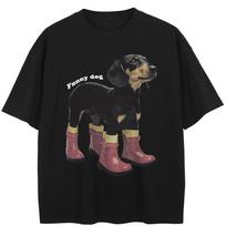 Streetwear juokingas šuns grafikos marškinėlis medvilninis marškinėlis unisex viršutiniai drabužiai marškinėliai vasaros trumpos rankovės marškinėlis S juoda
