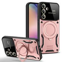 Case For Samsung Galaxy A55 A54 A53 A52 A50S A35 A34 A33 A32 A30S A24 A23 4G 5G Magnetic Ring Stand Camera Protector Phone Cover Samsung A55 rožinė