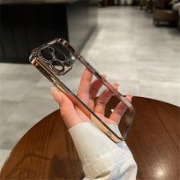 Prabangus dengtas skaidrus silikoninis dėklas iPhone 15 14 13 12 11 Pro X XR XS Max 7 8 Plus SE Mini smūgiams atsparus skaidrus minkštas dangtelis For iPhone 15 brown