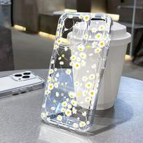 Gėlių (Ramunėlių) dėklas telefonui iPhone 13 dėklas iPhone 14 11 15 Pro Max 12 XR X XS Max 7 8 Plus SE Smūgiams atsparus minkštas skaidrus dangtelis For iPhone 12 Pro white