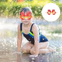 Anti Fog Swimming Goggles UV Silica Gel Kids Swim Glasses Cartoon Dinosaur Adjustable Straps Clear Vision Water raudona
