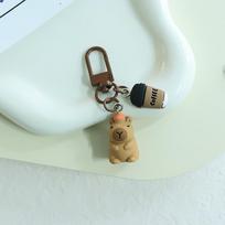 Animacinis Kapibara Raktų Pakabukas Kapibara Telefono Pakabukas Ausinių Dėklo Pakabukai Krepšio Dekoracija Automobilio Raktų Žiedas beige