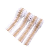 4Pcs Lace Ribbon Burlap Lace Trim Ribbon Sewing SuppliesRoll Handmade Jute Twin Braid Crafts Gifts Wrapping Decorations white