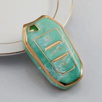 Car Smart Key Case Cover TPU Jade Pattern Protection Shell for Peugeot 308 408 508 2008 3008 4008 5008 Citroen C4 C4L C6 C3-XR žalia