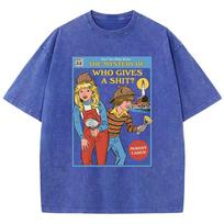 Who Gives A Shit Printing Cotton Wash T Shirt Women Breathable Cool Tops Street Casual Fashion Short Sleeve Soft O-Neck Tshirt S
