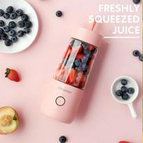 USB Electric Fruit Juicer 350ml Rechargeable Wireless Smoothie Blender Machine Mini Fruit Mixer Cup Juicing Cup Kitchen Mixer rožinė