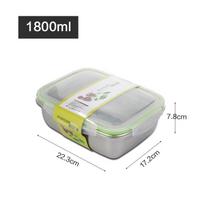 1800ml/2800ml 304 Stainless Steel Bento Lunch Box Large Capacity Food Keep Fresh Portable Sealed Insulation Storage Container gray