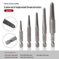 5-Piece Broken Screw and Thread Extractor Set with Hexagonal Handle