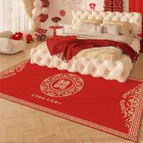 Red Wedding Bedside Non-Slip Festive Floor Mat Decoration 60x160cm upgraded thick silicone base brown