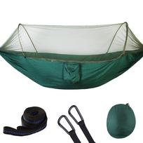 Double / Single Portable Camping Travel Hammock Hanging Bed with Mosquito Net (Dark Green)