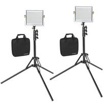 VBESTLIFE W480 2 Pack Dimmable LED Video Light 3200-5600K CRI95+ w Folding Stand EU Plug black
