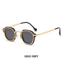 Anti-Blue Glasses Sunglasses Men'S Trend High-End Retro Steampunk Small Square Sunglasses beige