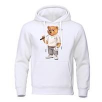 Ponas. Meška su golfo lazda gatvės drabužiu Vyriškos gatvės gobtuvės Šiltas apvalios apykaklės gobtuvas Apvalios apykaklės megztinis Streetwear Vyras S
