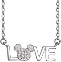 A Niche Style Mickey Studded LOVE Necklace with A Minimalist Letter Collarbone Chain for Trendy Women
