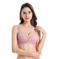 Wireless Nursing Bra: Threaded Thin, Double Buckle, Anti-Exposure for Pregnancy & Breastfeeding 42/95 beige