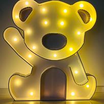 1PC 73cm 3D Bear Lighting Foam Board with White/Warm Lights Digital Lighting Model Suitable for Birthday Parties, Anniversary Decoration Kids Gift smėlis