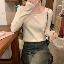 New Korean Lazy Style Outfit Inner Layer with Long-sleeved Sweater for Women In Autumn and Winter Casual Short Top S