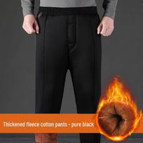 Men's Thickened Camel Hair Winter Pants: Warm Velvet-lined Trousers for Middle-aged & Elderly. XL [90~110 lbs]