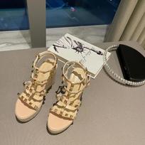 Wedge Heels Woman’s Luxury Designer Rivet Sandals Open Toe Ankle Buckle Strap Fashion Ladies Platform Casual Shoes Summer Roman 34 rožinė