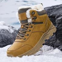 Super Warm Winter Men Boots Waterproof Outdoor Fur Plush Snow Boots Men Cross-Country Man Boots Snow Mid Calf Botas Hombre 39 ruda