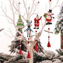 Kalėdų medinis eglutės varpelis pakabinamas pakabukas ornamentas DIY medžio amatai vaikų dovana namų vakarėliui De Santa Claus beige