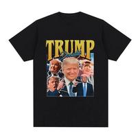 Donald Trump Pattern T-shirt Women's Fashion Retro Short Sleeve T-shirt Soft Casual T-shirt Street Wear S