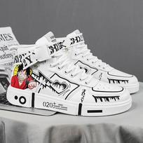 Fashion White Skateboard Shoes Men Casual Sneakers 2024 Autumn High Top Designer Anime Sneakers Shoes Women zapatillas de hombre 39 gray