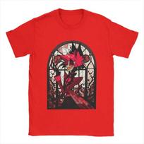 Men's T-Shirt Stained Glass Alastor Hazbins Hoteled Humor Cotton Tee Shirt Short Sleeve T Shirts Crewneck Clothing Shirts S raudona