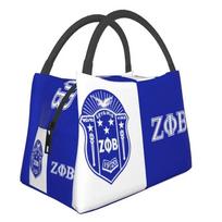 Zeta Phi Beta Logo Insulated Lunch Bag for Camping Travel Leakproof Cooler Thermal Lunch Box Women Thermal Bags 28x17x16CM smėlis