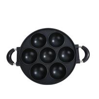Premium Cast Iron Biscuit Pan 7 hole Egg Waffle Die cast Baking Tray  Multi-functional Cookie Cake Pan for Scones Kitchenware black