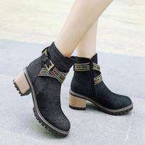denim boots bota feminina ankle boots women boots cowboy denim high heels shoes sexy women shoes woman bootiesrfg567 3 juoda