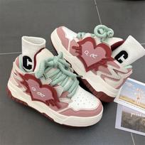 ins tide niche love design platform shoes children 2025 new Guochao campus style student sports shoes 35 raudona
