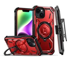 For iPhone 16 15 14 Plus 13 12 11 Pro Max Armor Rugged For MagSafe Magnetic Phone Case Cover With Ring Holder &Belt Clip Holster iPhone 15 Pro