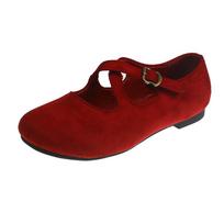 Faux Suede Leopard Print Ballet Flats Women's Mary Jane Shoes 2024 New Fashion Buckle Crossover Casual Comfortable Flats 35 raudona