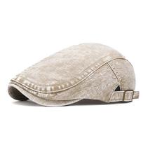 Men Spring Summer Beret Outdoor Sunshade Cap British Newsboy Cap Peaked Cap chaki