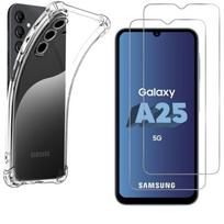 Shockproof Case for Samsung Galaxy A25 5G and 2 Tempered Glass Screen Protectors Phonillico® skaidri
