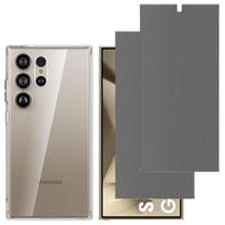 Case for Samsung Galaxy S24 ULTRA and 2 Black Tempered Glass Anti Spy Screen Protector Phonillico® juoda