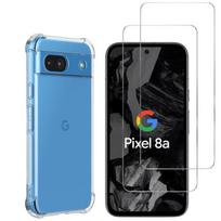 Shockproof Case for Google Pixel 8a and 2 Tempered Glass Screen Protectors Phonillico skaidri