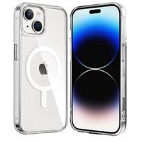 Case for iPhone 15 PLUS - Transparent Silicone with Integrated Magnetic Circle Phonillico® skaidri
