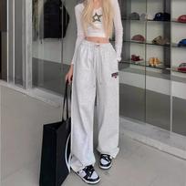 Retro Hong Kong Style Sweatpants Men's and Women's Loose Straight Drop Floor Pants Casual Sports Pants Spring and Autumn S šviesiai pilka spalva