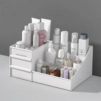 New Plastic Drawer Makeup Storage Box Dormitory Finishing Shelf Cosmetics Skin Care Dressing Table Desktop Stationery Box 26.5x16x12cm balta