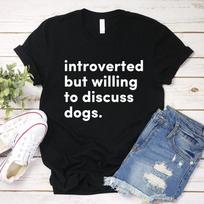 Introvertai, bet norintys aptarti šunis Marškinėliai Korėjietiško stiliaus Estetiški marškinėliai Šunų mylėtojams Šuniuko Šunų mamai Vasariniai viršutiniai marškinėliai Unisex L
