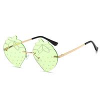 Personalized Rimless Peach Sunglasses Men'S And Women'S Tide Dance Party Concave Sunglasses Hip-Hop Glasses Regular žalia